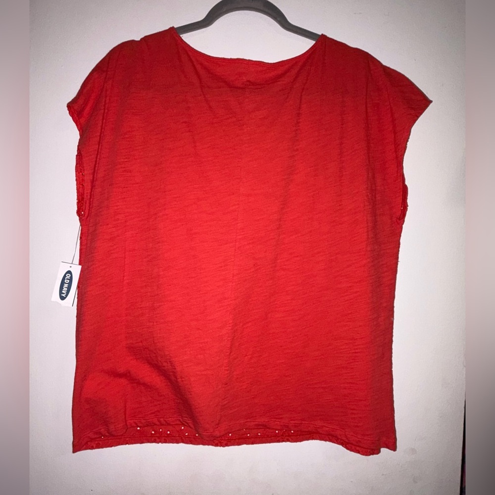 NWT Old Navy Red Eyelet Blouse - Picture 4 of 4